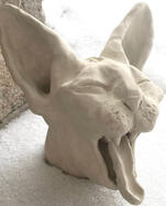 Yawning sphynx, clay, 2021