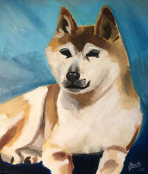 Doge portrait, oil/acrylics, 2019